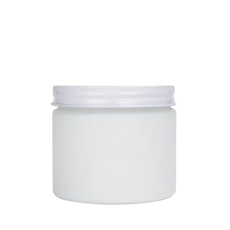8oz Matte White Straight Glass Jar With Metal White Screw Lid For Nut Peanut Storage