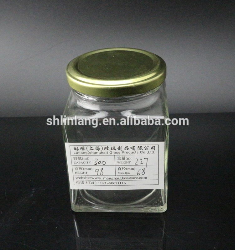8oz Square Jar 200ml with Gold Lids glass jar with lid 200 ml