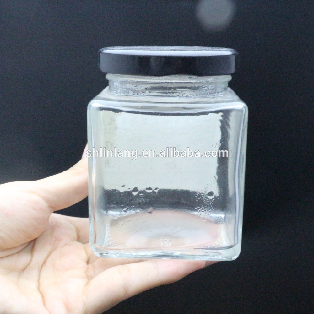 8oz Square Jar 200ml with Gold Lids glass jar with lid 200 ml
