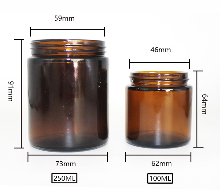 8oz Straight Side Storage Bottles Sealed Amber Glass Jars With Lids
