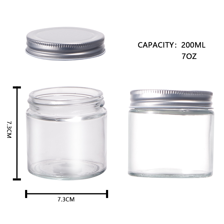 8oz Straight Side Storage Jar sealed Clear Glass Jar With Tin Cap