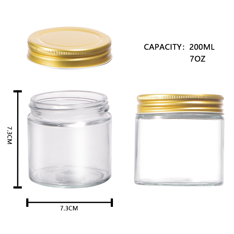 8oz Straight Side Storage Jar sealed Clear Glass Jar With Tin Cap