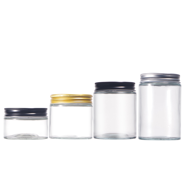 8oz Straight Side Storage Jar sealed Clear Glass Jar With Tin Cap