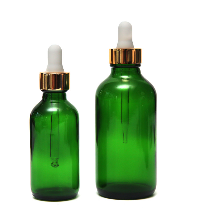 8oz amber brown boston round glass dropper child proof bottle with pump