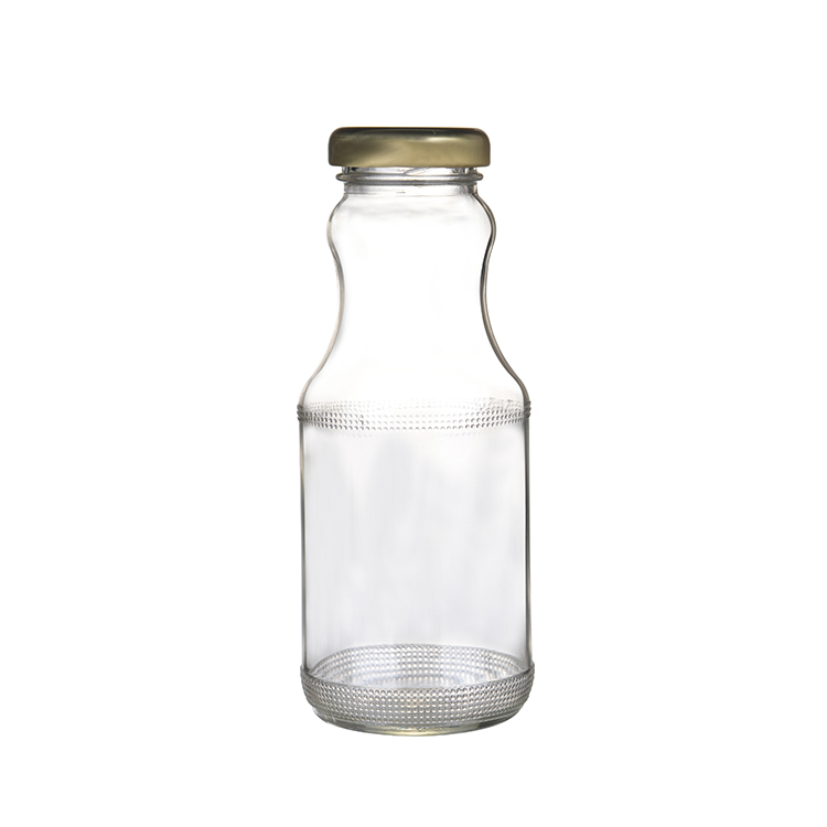 8oz clear glass beverage bottle with metal cap