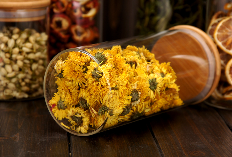 8oz clear glass kitchen storage food container with bamboo lid