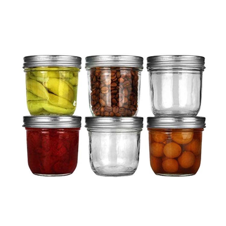 8oz clear glass  mason jars with  metal lid for jam and honey