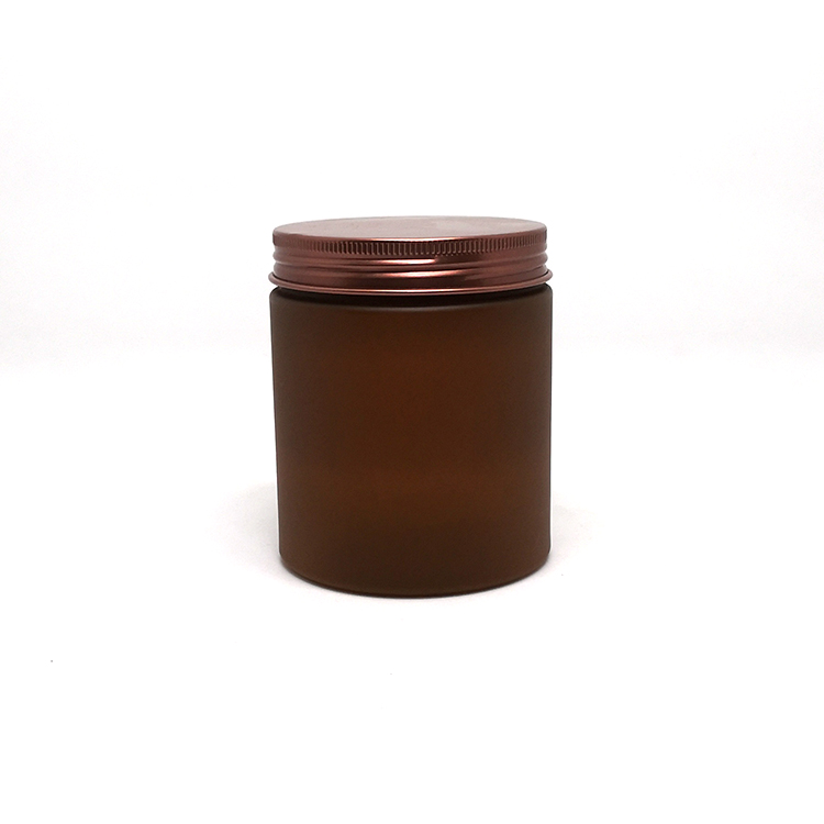 8oz cosmetic plastic pomade jar amber pet matte with bronze metal lids