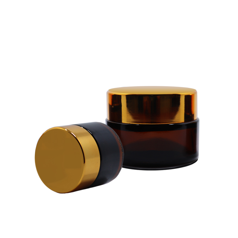 8oz cylinder straight round amber glass candle jar with plastic and metal lid