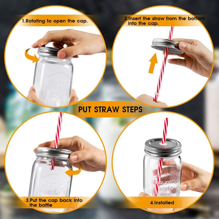 8oz diamond embossing wide mouth glass jam jar with metal lid