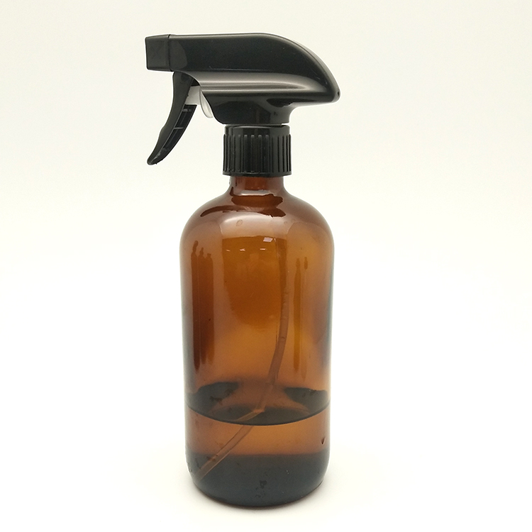 8oz empty amber clear blue chemical boston glass bottle with 28/400 black mist spray pump