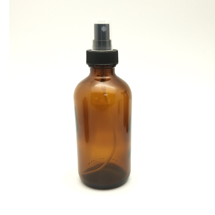 8oz empty amber clear blue chemical boston glass spray bottle for cleaning