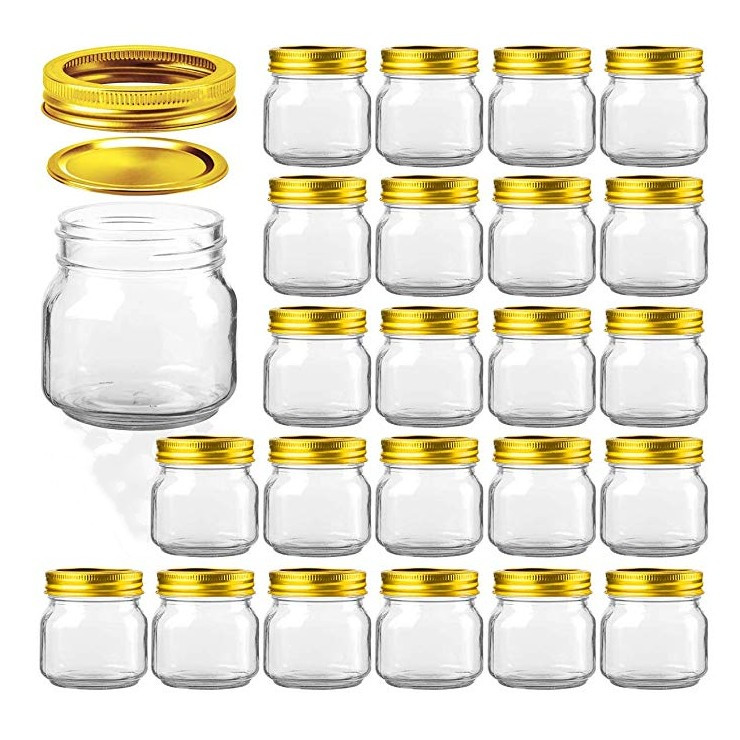 8oz empty clear mason cookie jars glass with metal lids