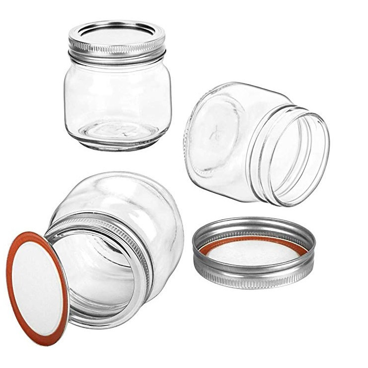 8oz empty clear mason cookie jars glass with metal lids