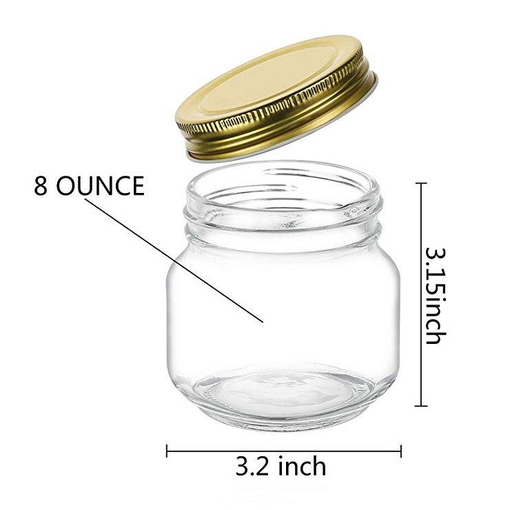 8oz empty clear mason cookie jars glass with metal lids