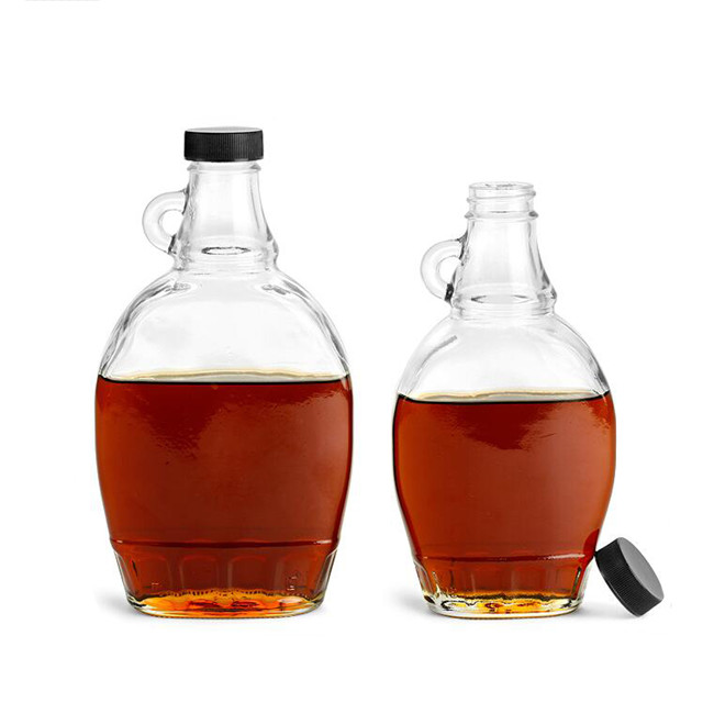 8oz empty reusable beer glass bottle clear 12 oz glass beverage wine bottle with tiny handle