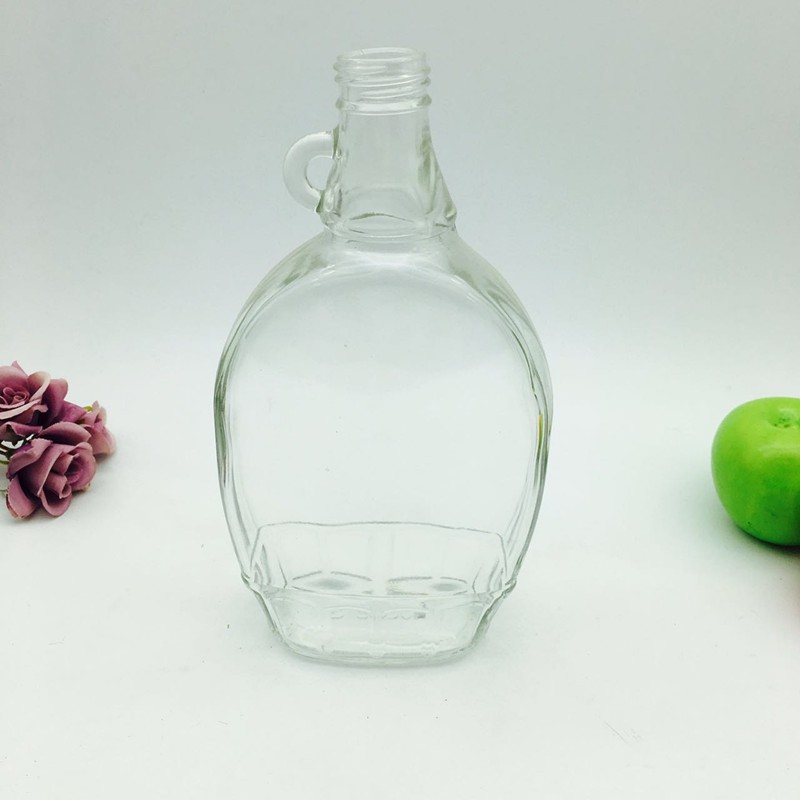 8oz empty reusable beer glass bottle clear 12 oz glass beverage wine bottle with tiny handle