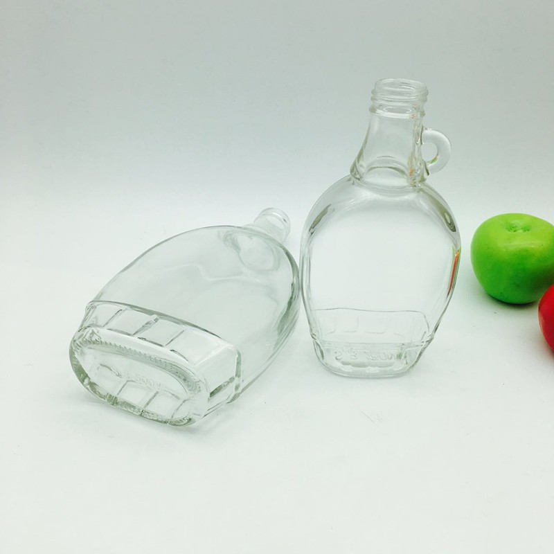 8oz empty reusable beer glass bottle clear 12 oz glass beverage wine bottle with tiny handle