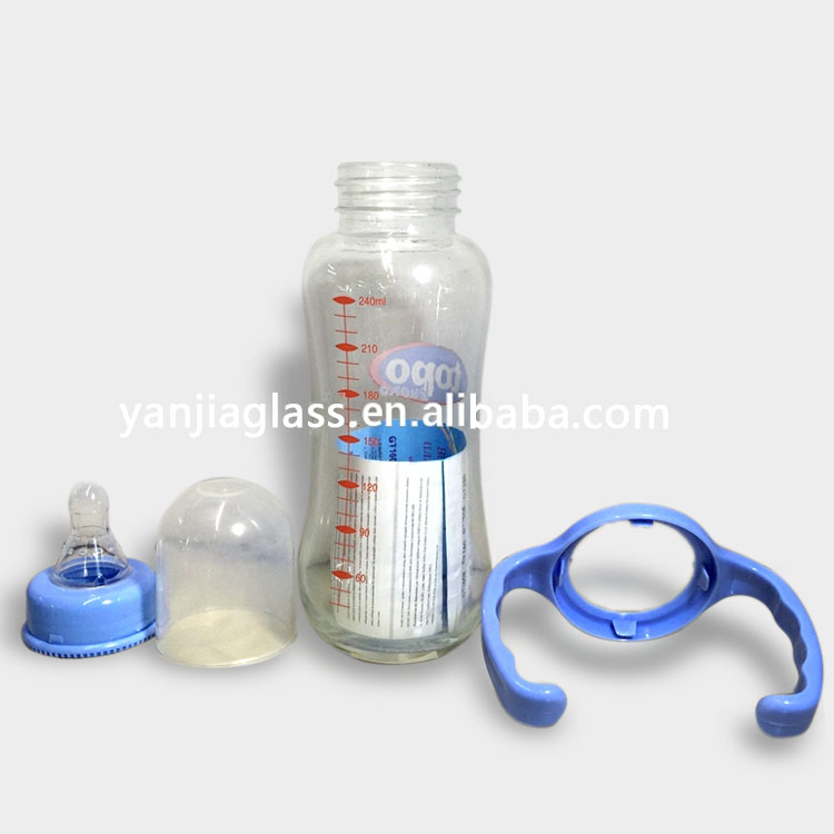 8oz glass baby feeding bottle with nipple