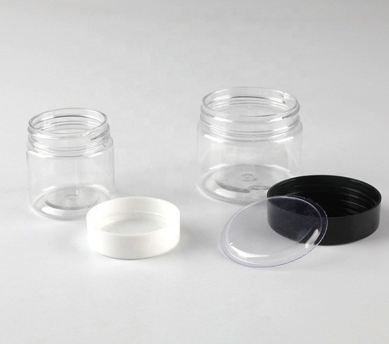 8oz plastic jars 2oz 4oz 120ml 250ml 16oz 500ml empty clear plastic jars for cosmetics with screw top lids for body scrub