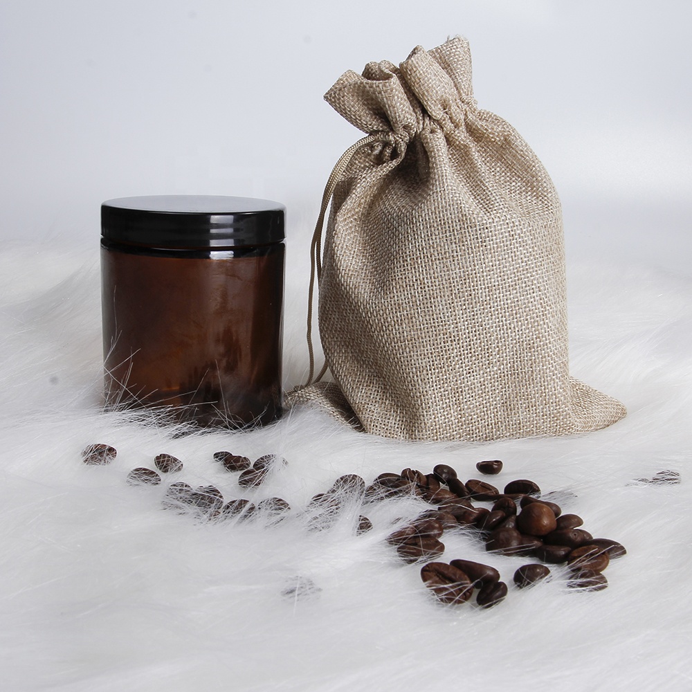 8oz straight side coffee beans storage sealed amber glass jar with black screw cap