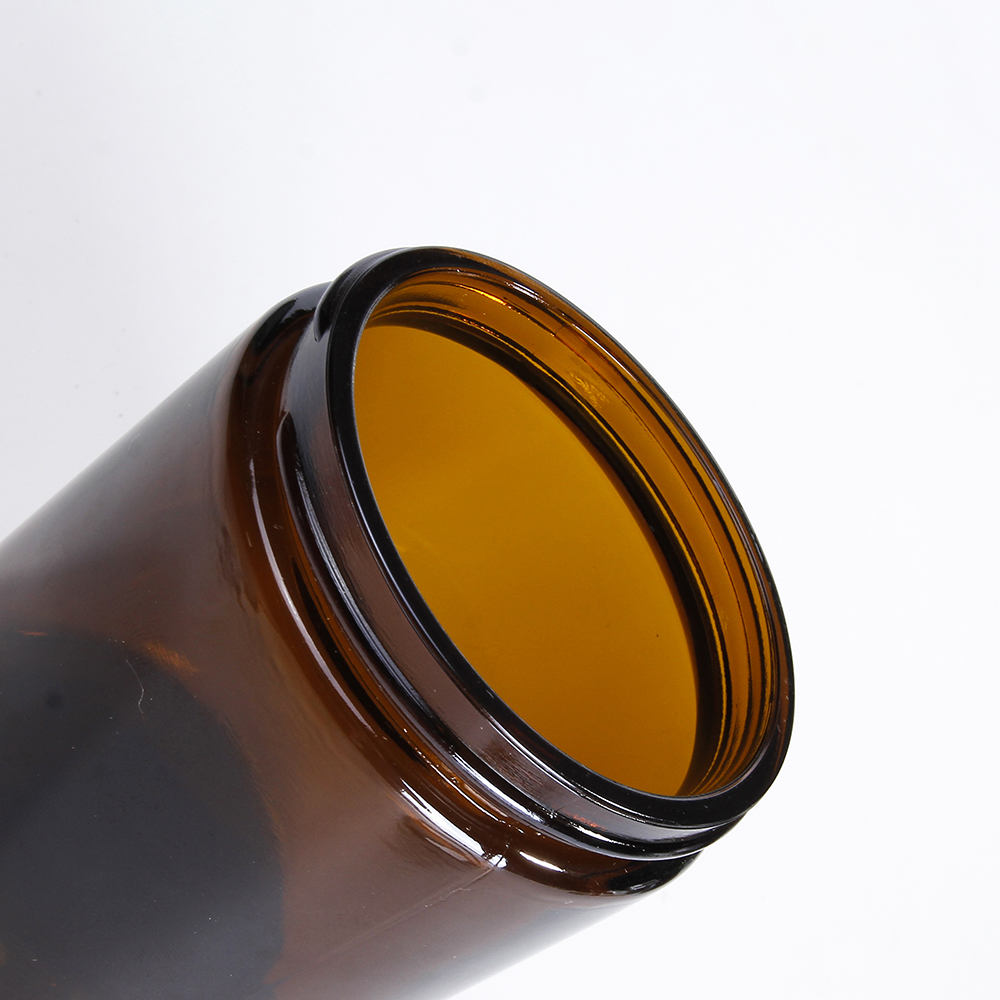 8oz straight side coffee beans storage sealed amber glass jar with black screw cap