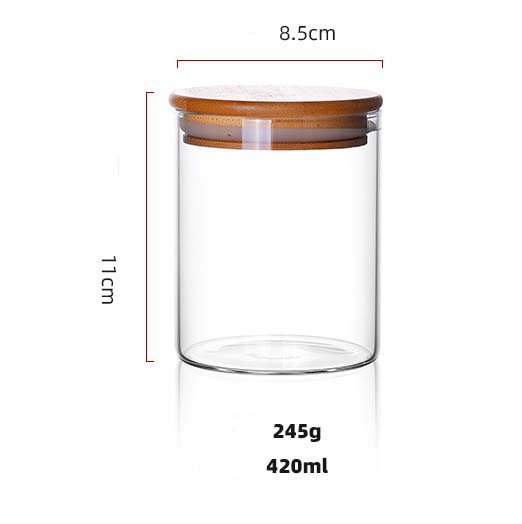 8pcs Glass Jars Contracted Design Cylinder Style Glass Storage Canister With Bamboo Lids Set Of 8 For Cereal Grains Tea