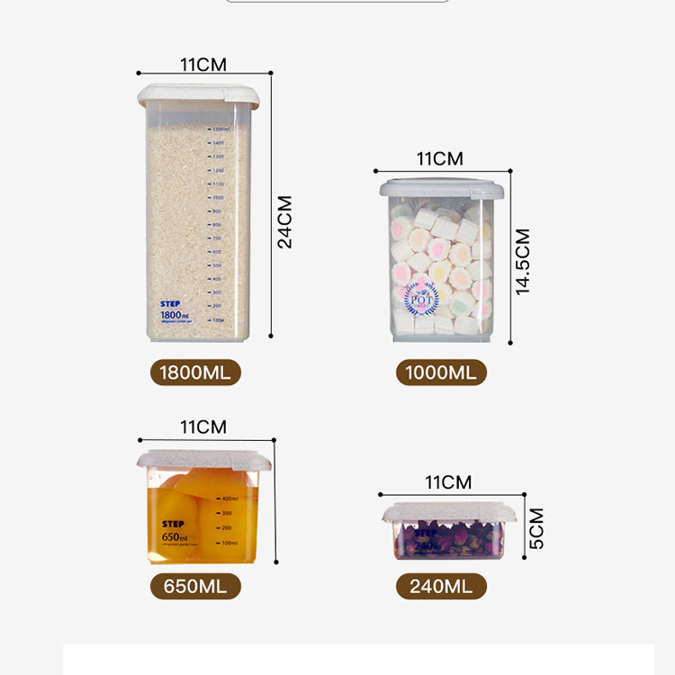 9-Piece Set Plastic Containers Kitchen Plastic Storage Box Airtight With Lid For Dry Food Organization