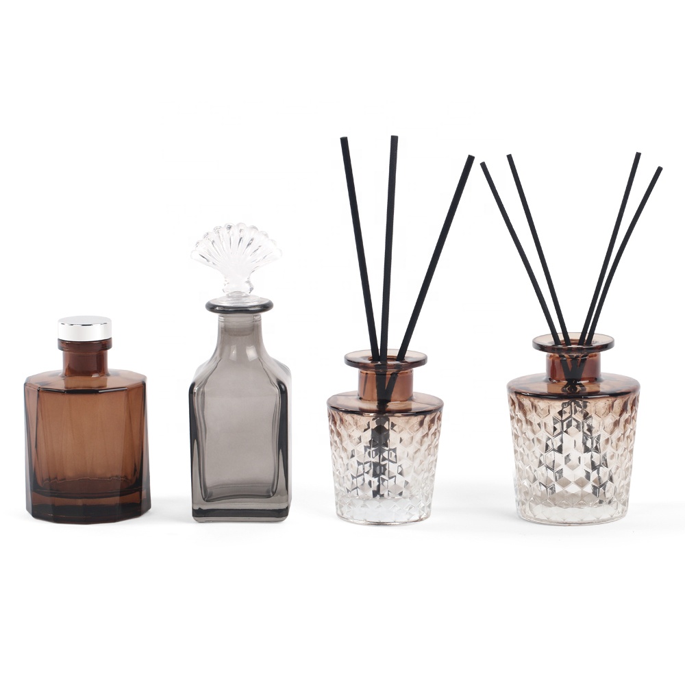 90ml 150ml clear brown glass reed diffuser glass bottle with rattan sticks