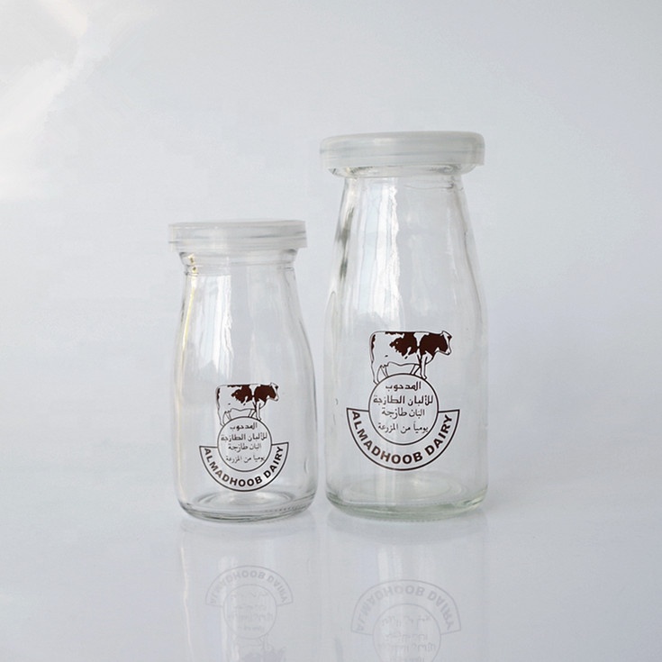 90ml 180ml clear round yogurt pudding glass jar milk for breakfast glass bottle with plastic lid 6oz 3oz