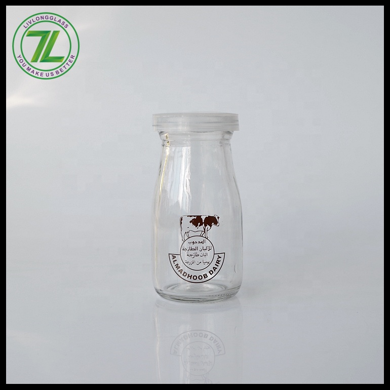 90ml 180ml clear round yogurt pudding glass jar milk for breakfast glass bottle with plastic lid 6oz 3oz
