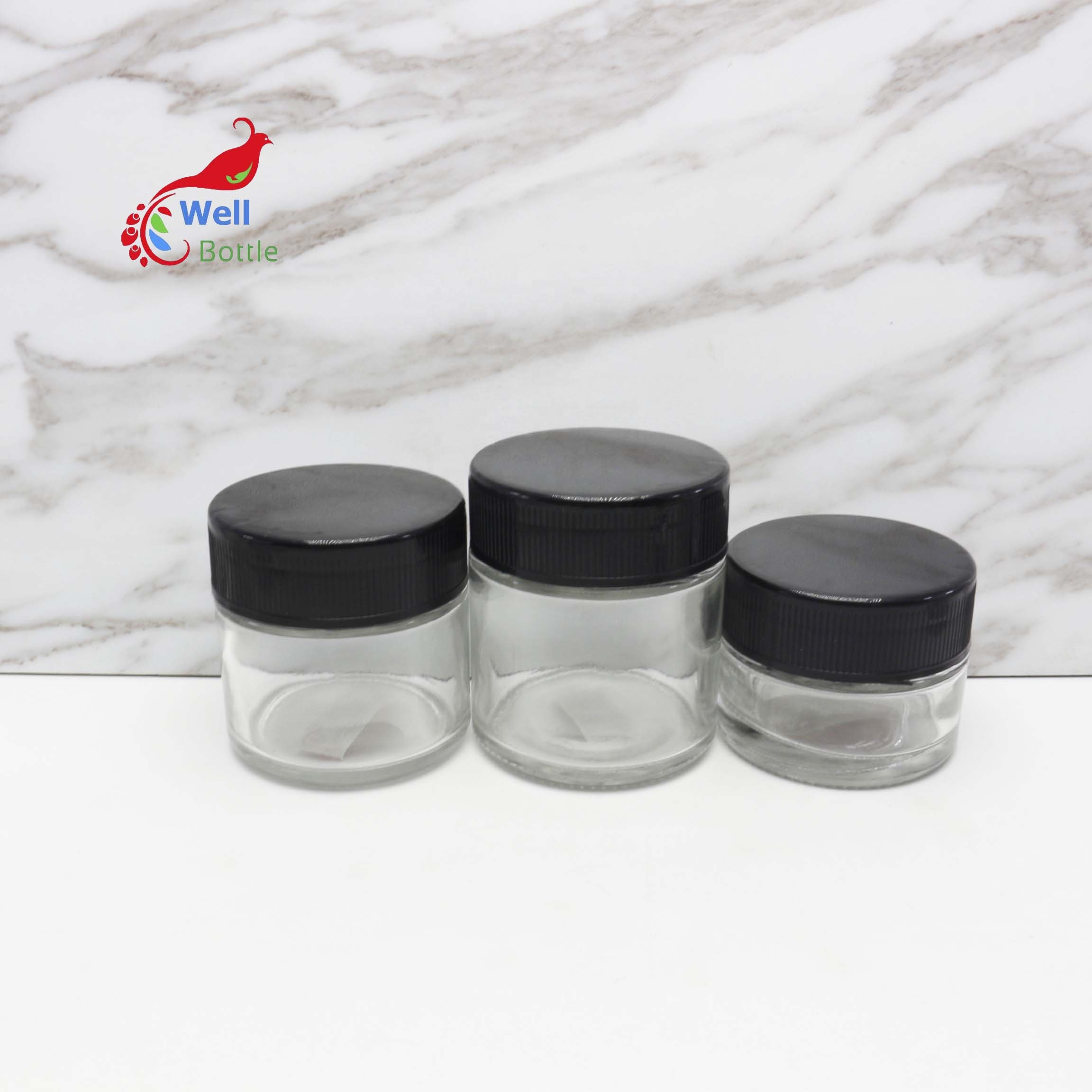 90ml childresistant glass jar with plastic lid custom logo color for cosmetic cream packaging CRC-20B