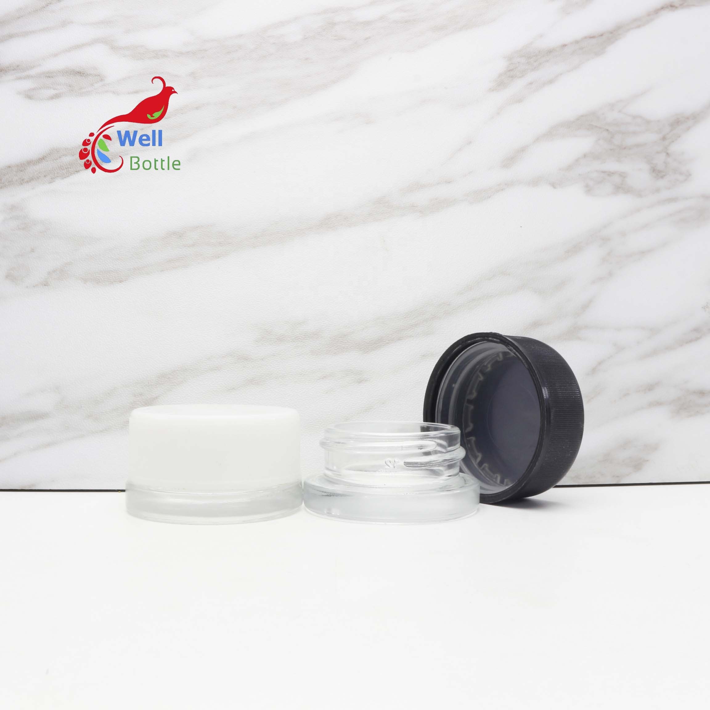 90ml childresistant glass jar with plastic lid custom logo color for cosmetic cream packaging CRC-20B