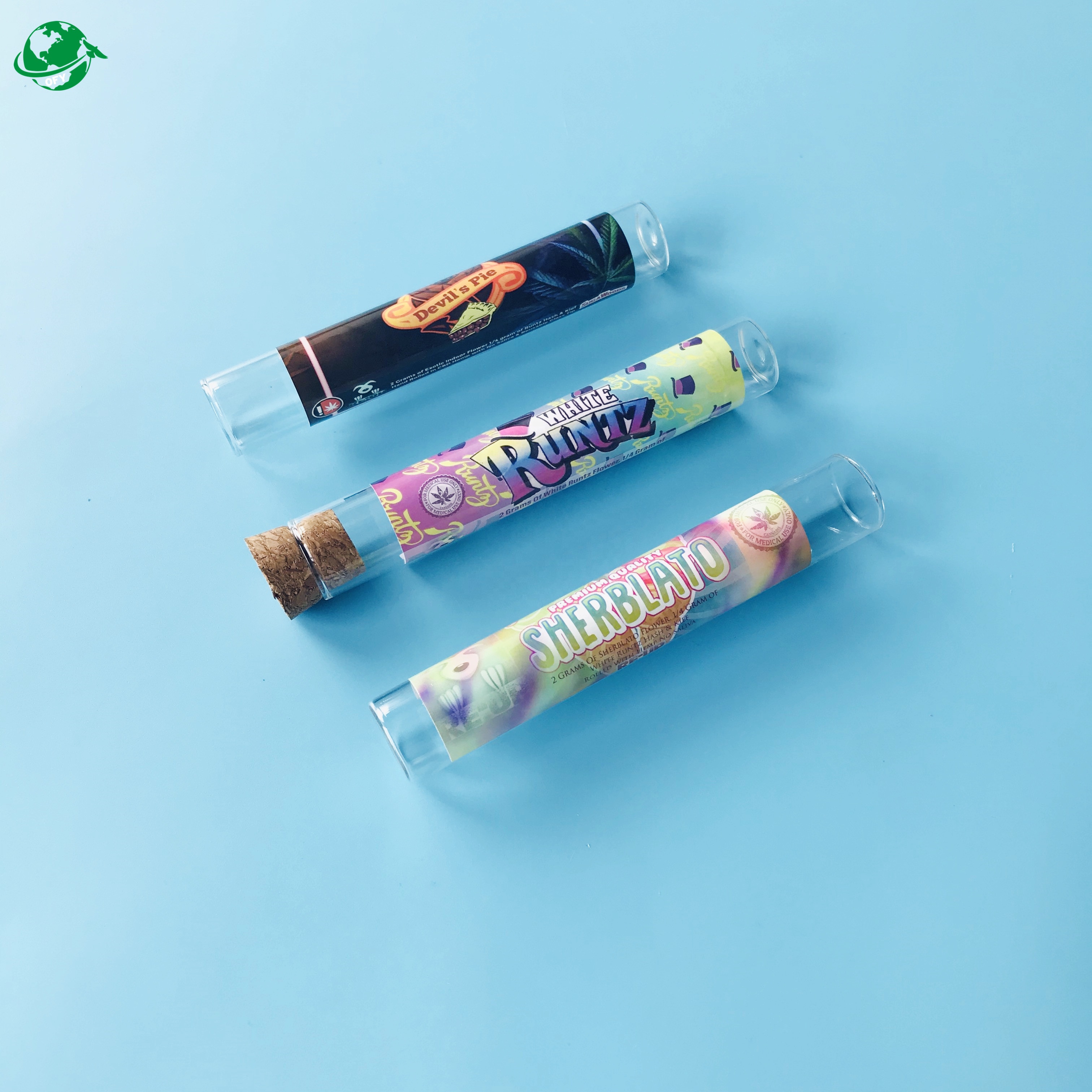 90mm 110mm 120mm Glass Blunt Tube with Logo for Pre Roll Packaging