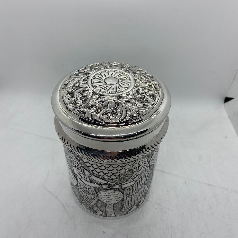 925 SIlver Storage Jars Indian God Designed Kids Cookie Jar Food Jar used for Tabletops Home decoration and Kitchen storage jars