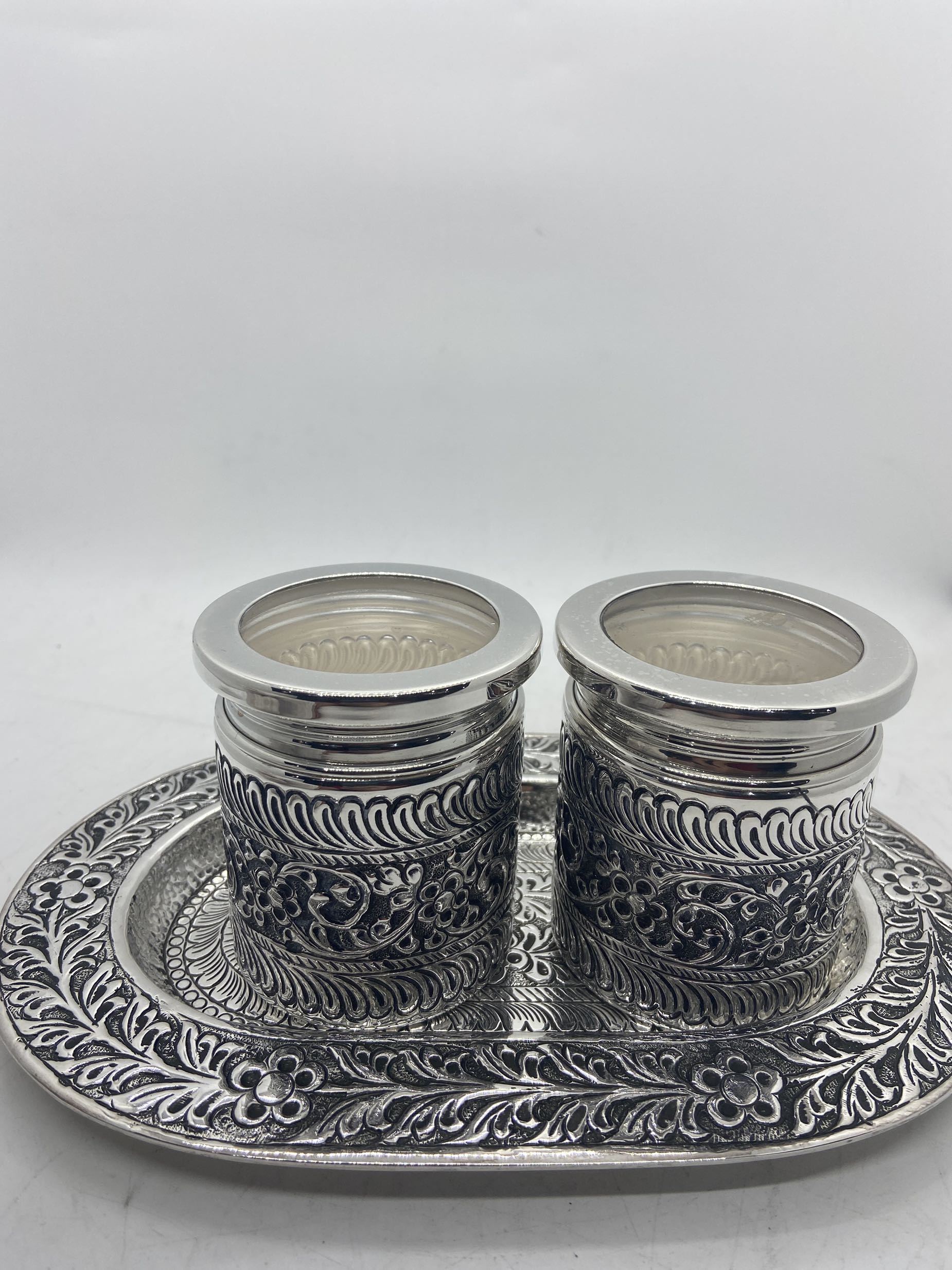 925 SIlver and Glass Storage Jars with Serving Tray Food Jar used for Tabletops Home decoration and Kitchen storage jars