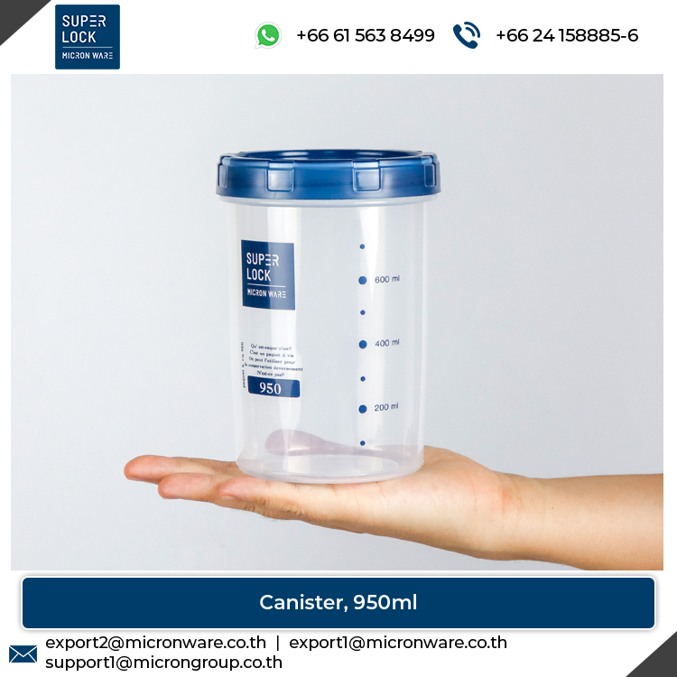 #9634 BPA Free Round Shape Dish Washer Safe Plastic Food Storage Canister 950ml