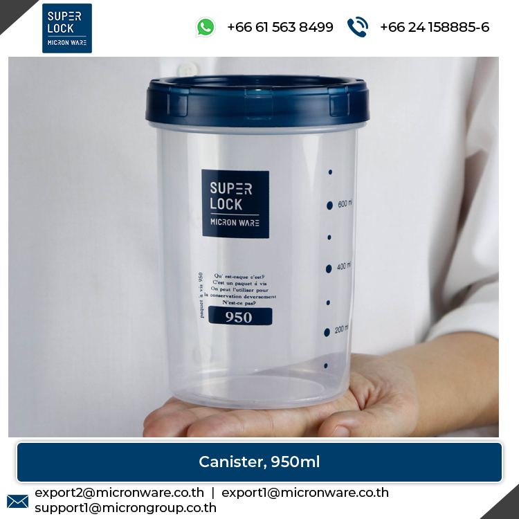 #9634 BPA Free Round Shape Dish Washer Safe Plastic Food Storage Canister 950ml