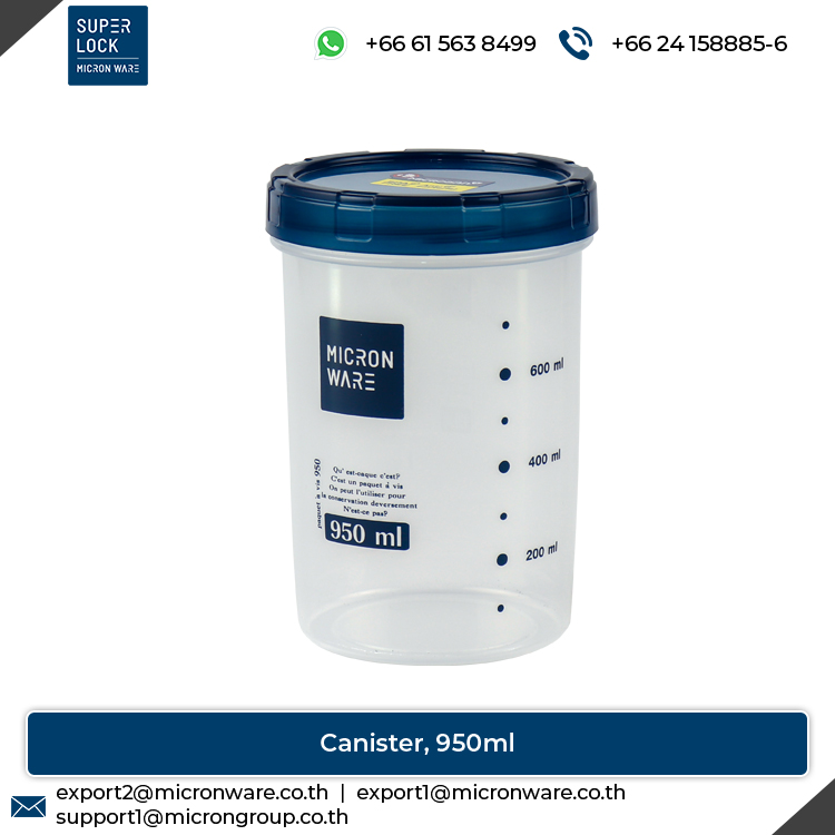 #9634 BPA Free Round Shape Dish Washer Safe Plastic Food Storage Canister 950ml