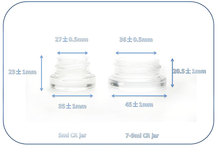 9cc (0.3 fl oz) Glass Concentrate Jars with Smooth Black Child Resistant Lid