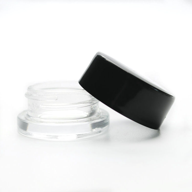 9cc (0.3 fl oz) Glass Concentrate Jars with Smooth Black Child Resistant Lid