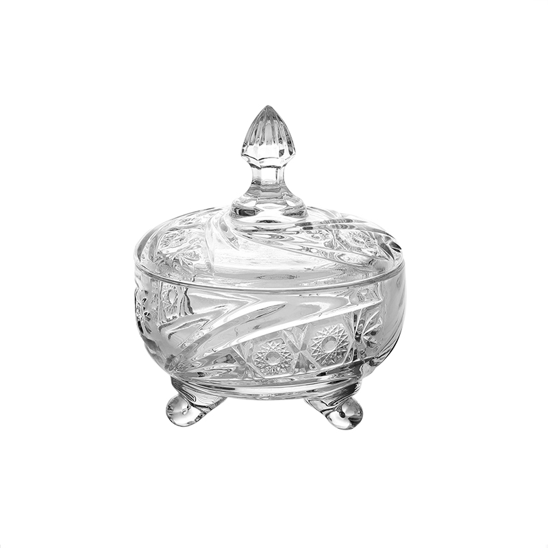 9inch Elegant golden electroplated glass candy jar Arabic decorative sugar pot for wedding ion plating glassware for home using