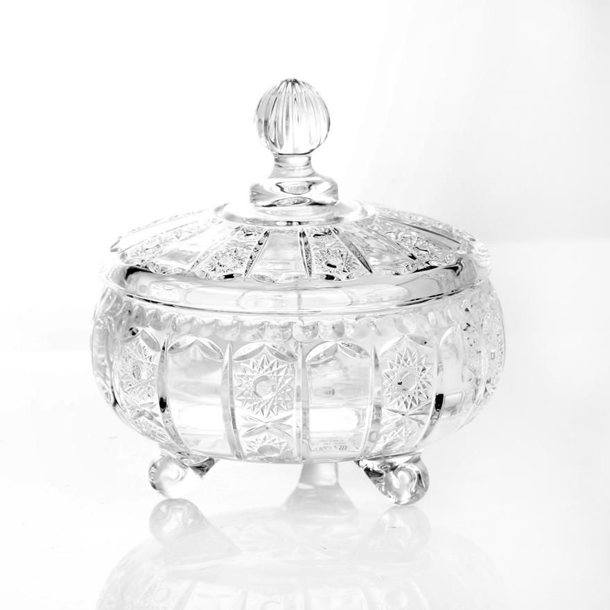 9inch Elegant golden electroplated glass candy jar Arabic decorative sugar pot for wedding ion plating glassware for home using