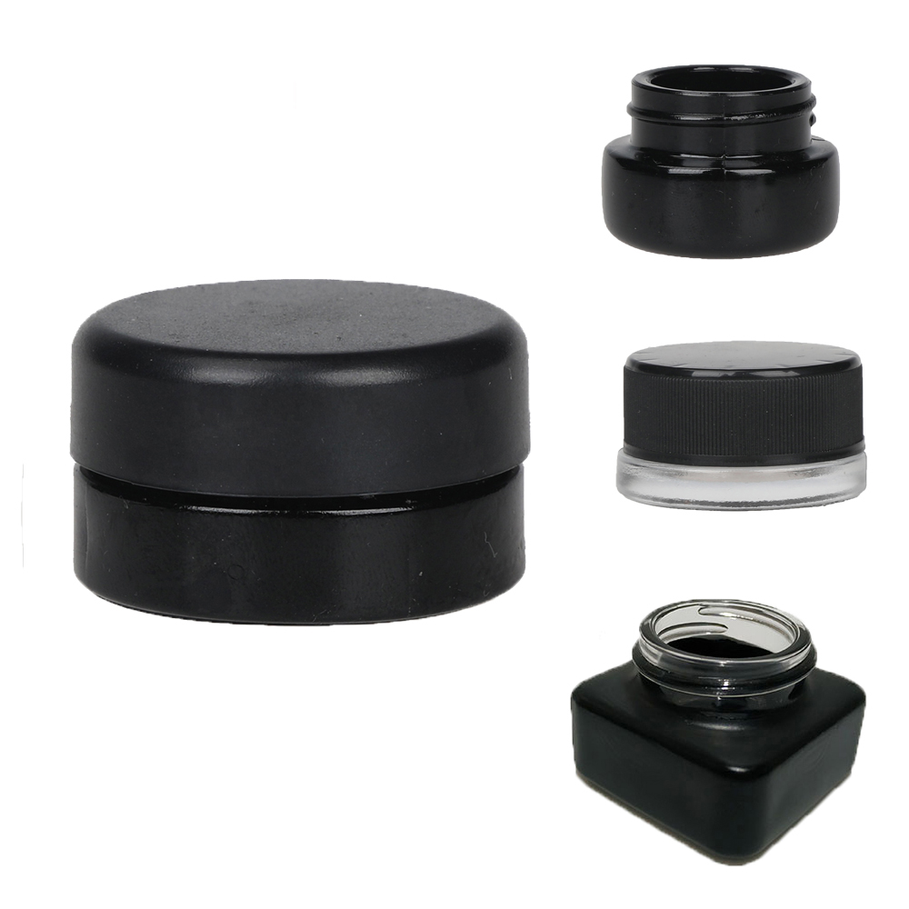 9ml 0.3oz custom logo white glass wide mouth round squared medical CBD wax concentrate cream jars without CRC child proof cap