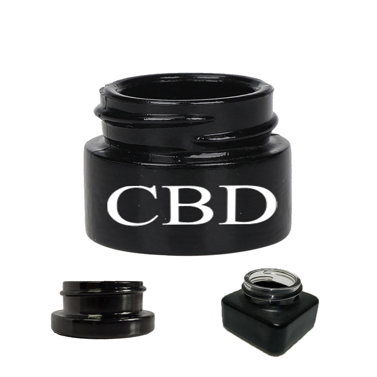 9ml 0.3oz shoulderless CRC black glass round squared medical cream CBD neckless weed concentrate jar without child proof cap