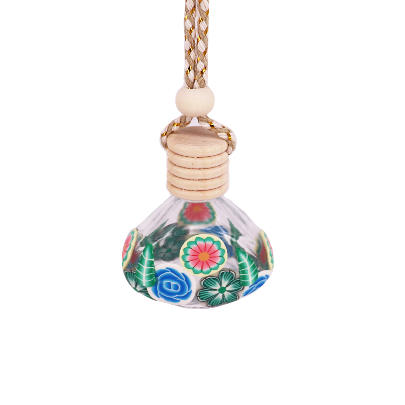 9ml wooden cover Hang rope Polymer Clay bottle Car Perfume Bottle
