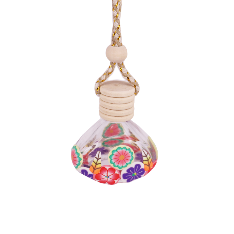 9ml wooden cover Hang rope Polymer Clay bottle Car Perfume Bottle