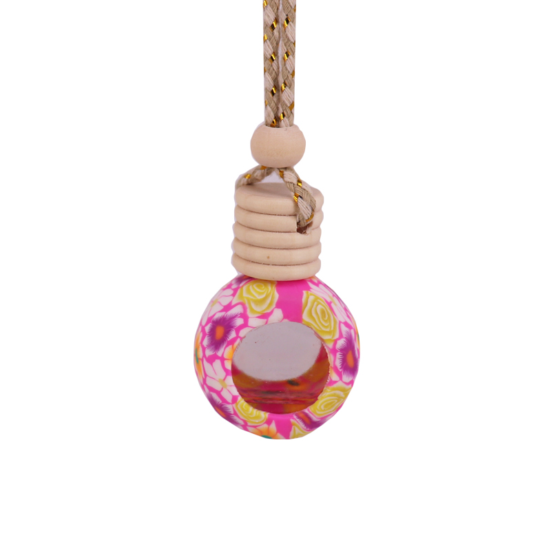 9ml wooden cover Hang rope Polymer Clay bottle Car Perfume Bottle