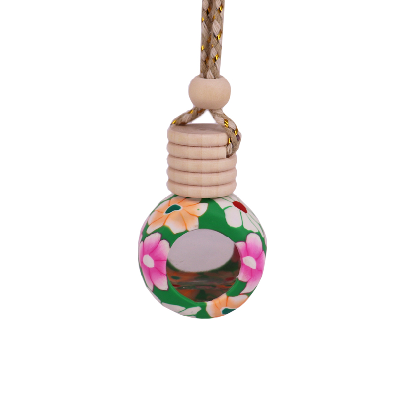 9ml wooden cover Hang rope Polymer Clay bottle Car Perfume Bottle