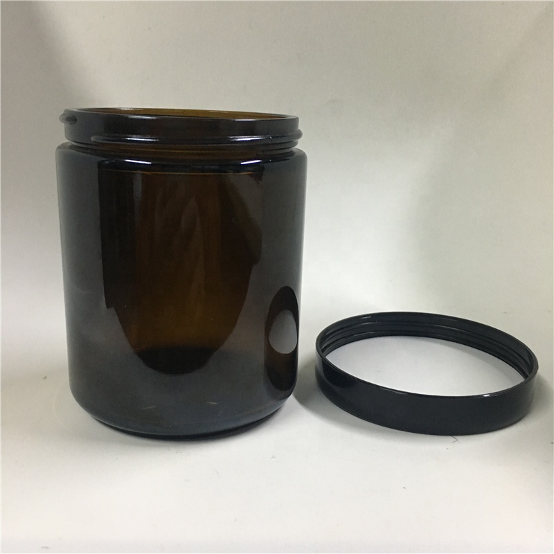 9oz Cosmetics Glass Cream Jar Face Cream Jars Amber Screw Cap,amber with Black Screen Printing Pill Pharmaceutical Packaging